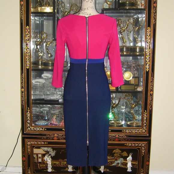 DIVA CATWALK NADIA COLOR BLOCK 3/4 SLEEVE DRESS M - Picture 4 of 6